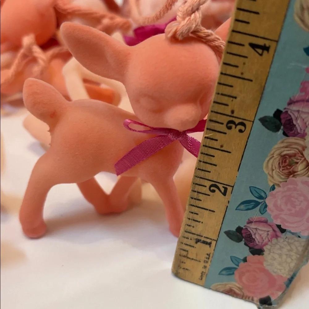 Flocked Deer Garland Peachy Pink Deer  Garlands - Set of Velvet Fawn Garland NWT